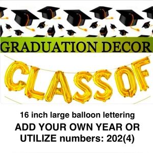 FOIL BALLOON Gold colored “CLASS OFF” (2024) included size 16” NEW in package